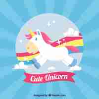 Vector gratuito fondo de unicornio con arcoiris