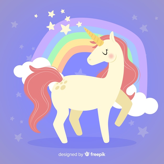 Fondo unicornio dibujado a mano