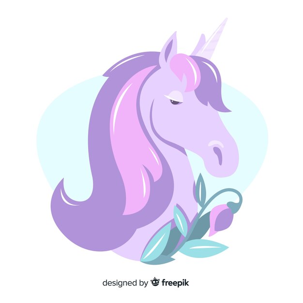 Fondo unicornio diseño plano colores pastel