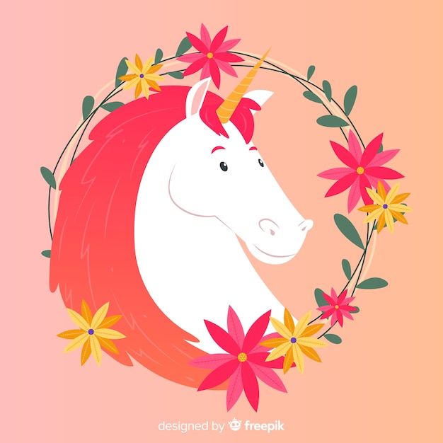 Fondo de unicornio en diseño plano