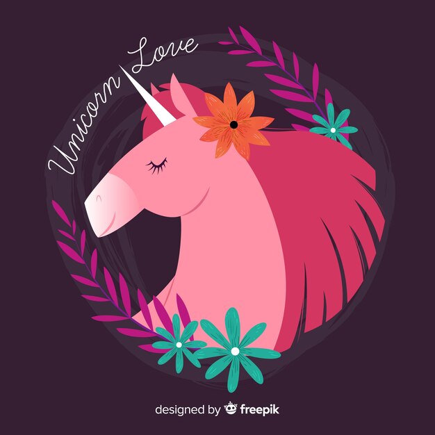 Fondo de unicornio en diseño plano