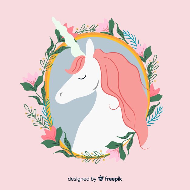 Fondo de unicornio en diseño plano