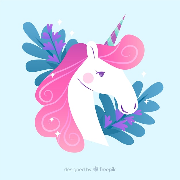 Vector gratuito fondo de unicornio en diseño plano