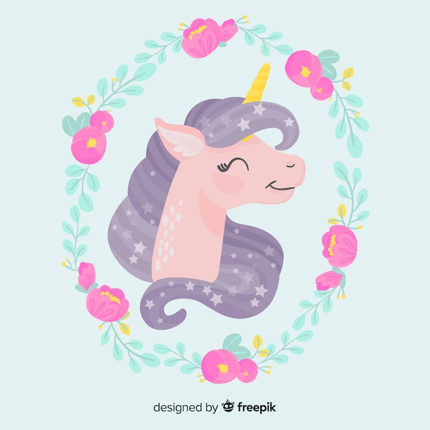 Fondo de unicornio en diseño plano