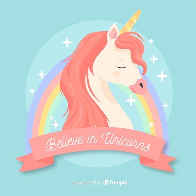 Fondo de unicornio en diseño plano