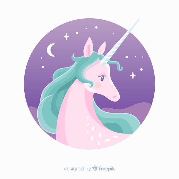 Fondo de unicornio en diseño plano