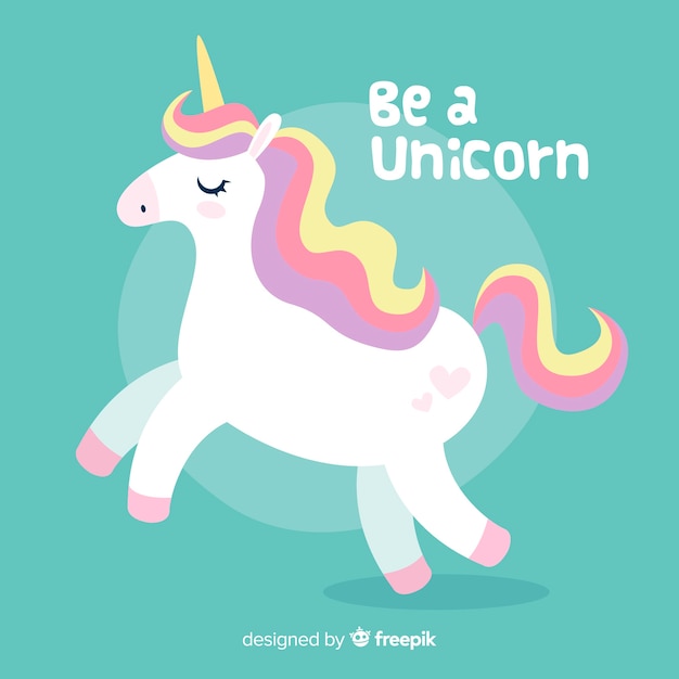 Fondo de unicornios en diseño plano