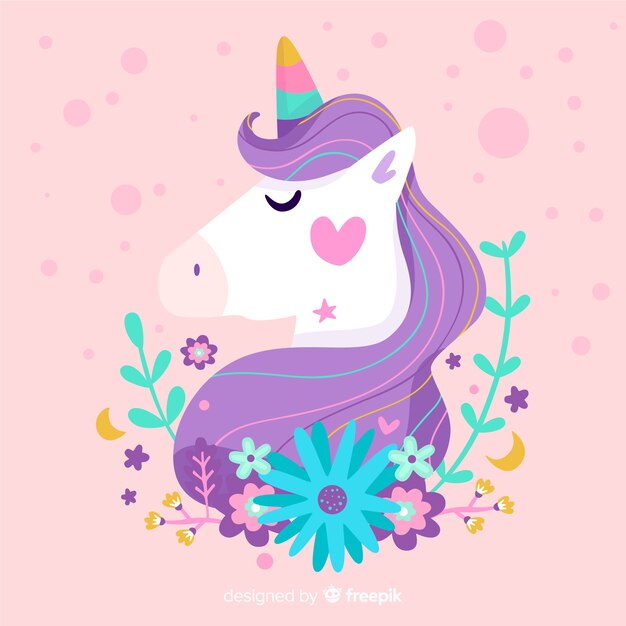 Fondo de unicornios en diseño plano