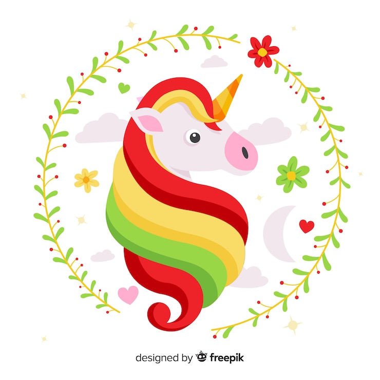 Vector gratuito fondo de unicornios en diseño plano