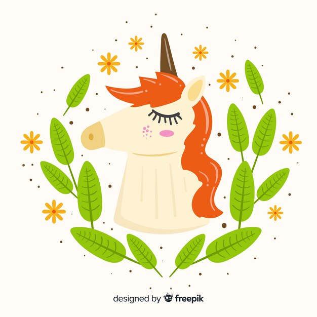 Fondo de unicornios en diseño plano