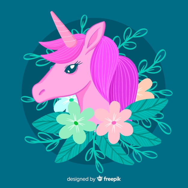 Vector gratuito fondo de unicornios en diseño plano