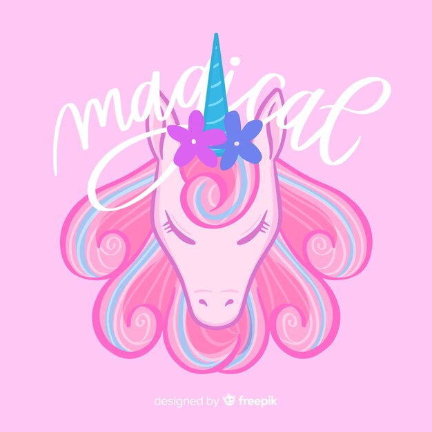 Fondo de unicornios en diseño plano