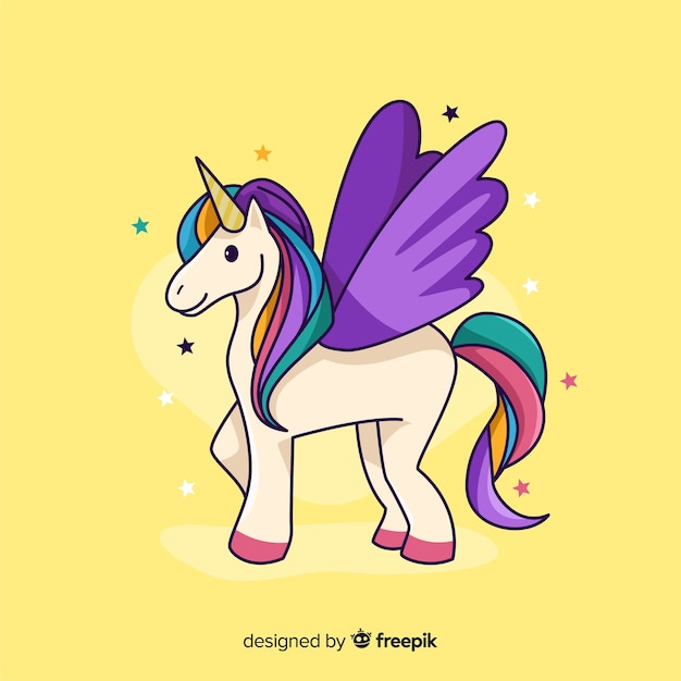 Fondo de unicornios en diseño plano