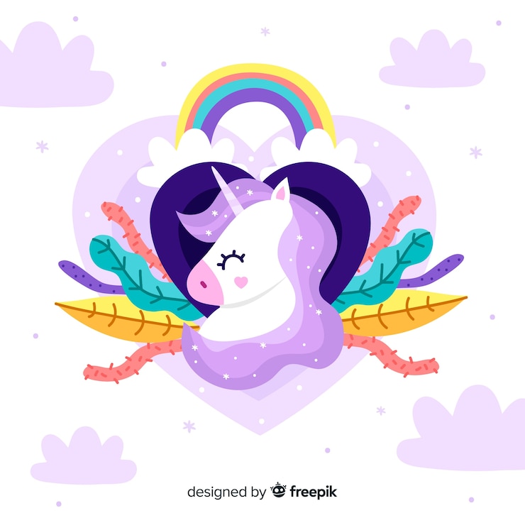 Vector gratuito fondo de unicornios en diseño plano