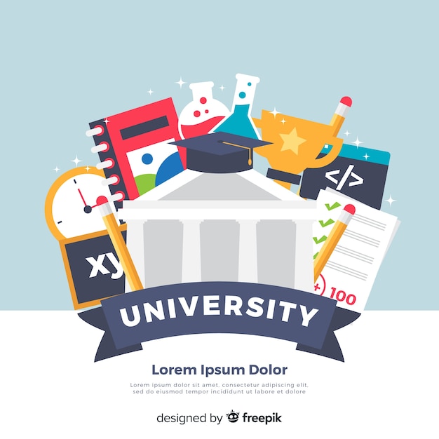 Fondo de universidad en diseño plano