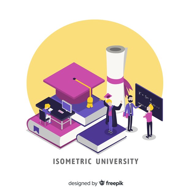 Fondo de universidad en isométrico