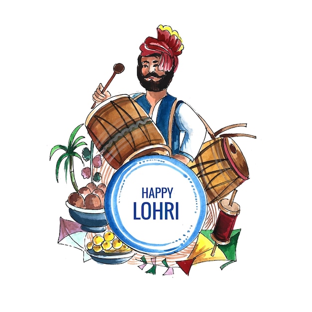 Fondo de vacaciones feliz lohri para el festival punjabi