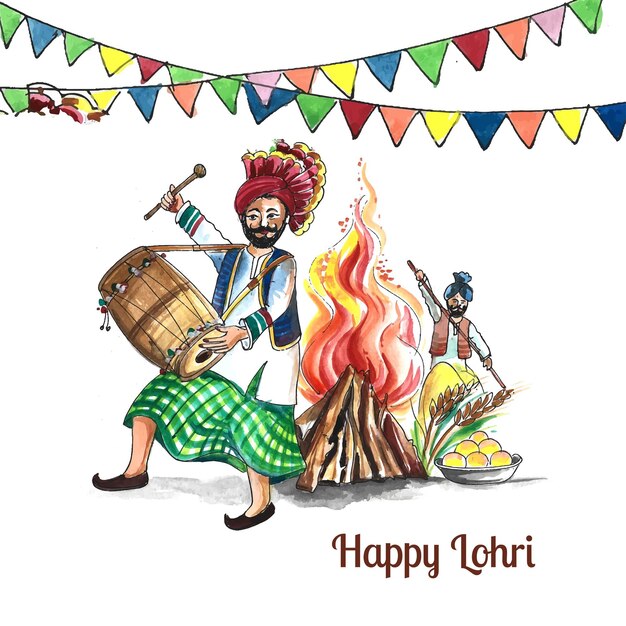 Fondo de vacaciones feliz lohri para el festival punjabi