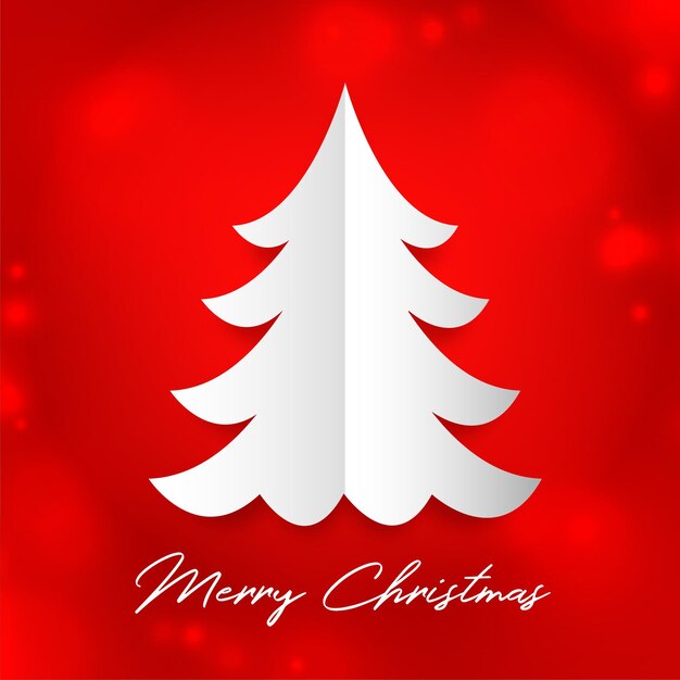 Fondo de vacaciones de feliz navidad de estilo papel con concepto de pino