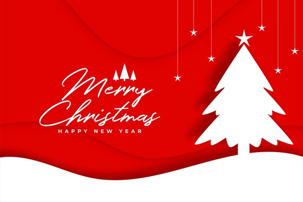 Fondo de vacaciones de feliz Navidad con vector de pino cortado en papel