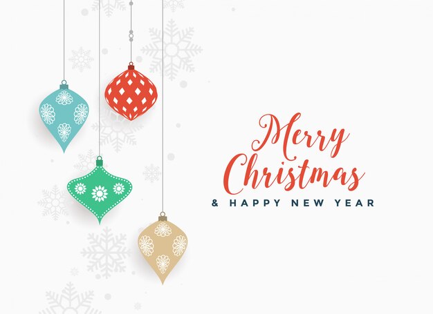 Fondo de vacaciones de navidad con bolas decorativas colgantes.