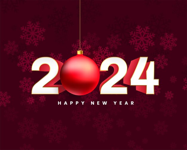 fondo de vacaciones realista de la víspera de Año Nuevo de 2024 con vector de bola de Navidad