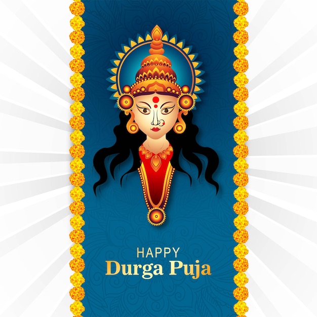 Vector gratuito fondo de vacaciones de tarjeta de felicitación de festival de durga puja feliz religioso indio