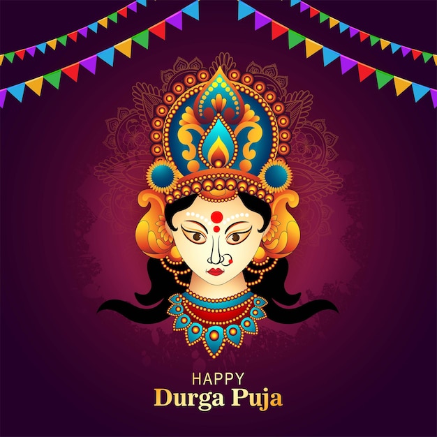 Vector gratuito fondo de vacaciones de tarjeta de felicitación de festival de durga puja feliz religioso indio