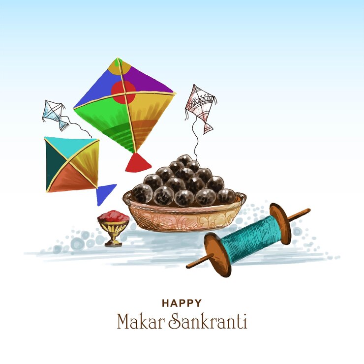 Vector gratuito fondo de vacaciones de tarjeta de felicitación de makar sankranti