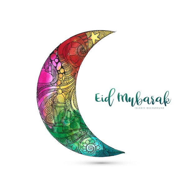 Fondo de vacaciones tarjeta hermosa eid mubarak vector gratuito