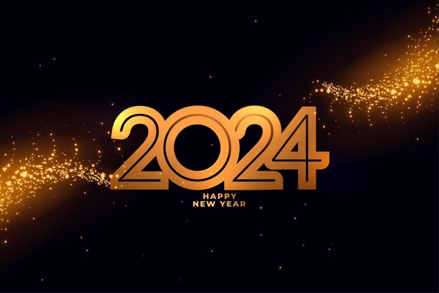 Fondo de vacaciones de la víspera de Año Nuevo 2024 con el vector de efecto de partículas brillantes