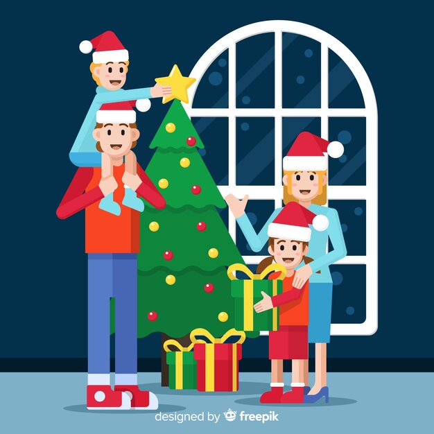 Fondo vacío familia navideña feliz