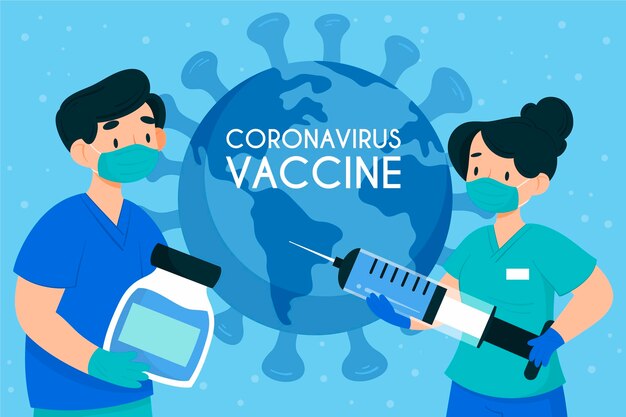 Vector gratuito fondo de vacuna de coronavirus dibujado a mano plana