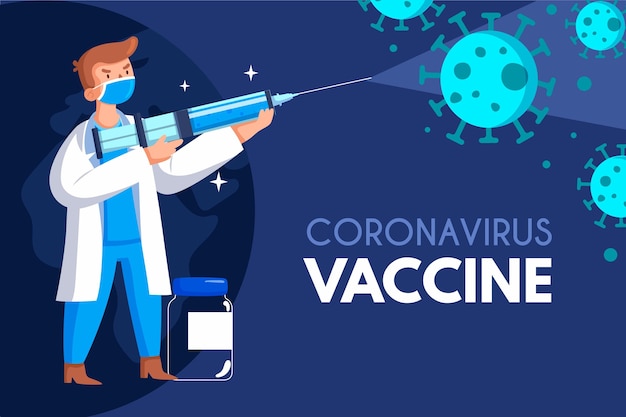 Vector gratuito fondo de vacuna de coronavirus dibujado