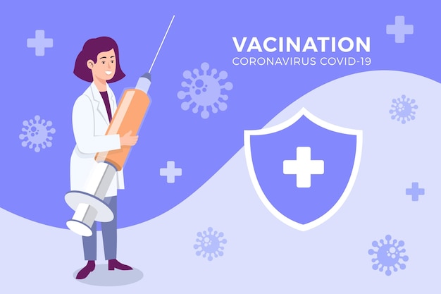 Vector gratuito fondo de vacuna de coronavirus de dibujos animados