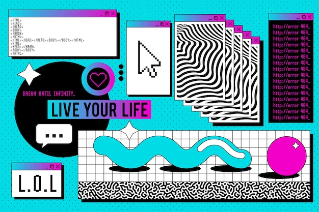 Fondo de vaporwave vintage lineal