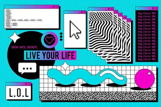 Fondo de vaporwave vintage lineal