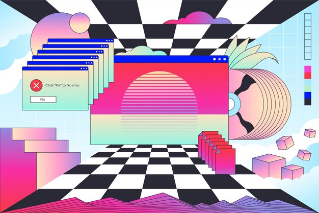 Fondo de vaporwave vintage lineal