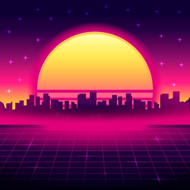 Vector gratuito fondo de vaporwave vintage realista