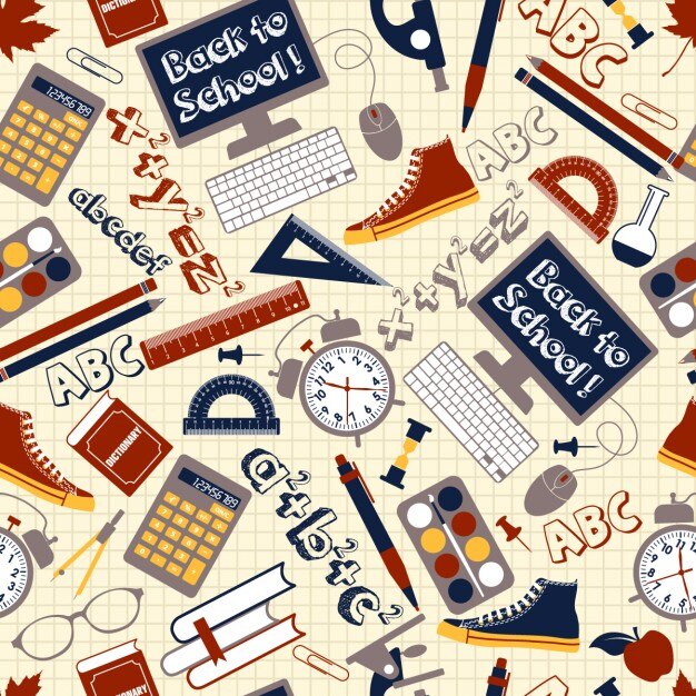 Fondo de variedad de materiales escolares