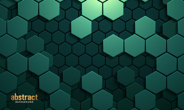 Fondo de vector abstracto de tecnología hexagonal horizontal verde oscuro