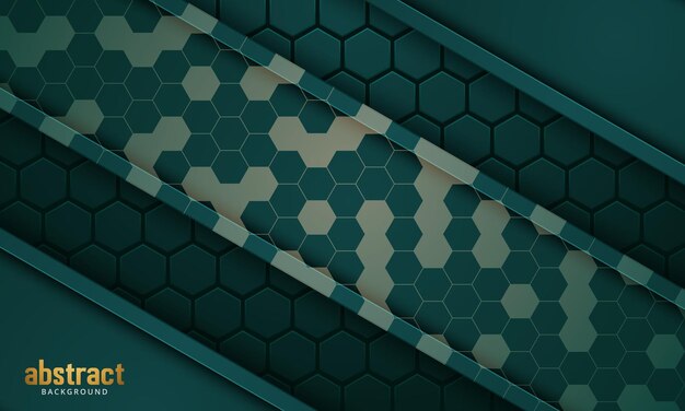 Fondo de vector abstracto de tecnología hexagonal horizontal verde oscuro