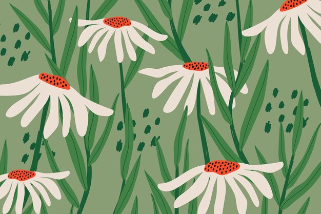 Fondo de vector estampado Margarita en verde