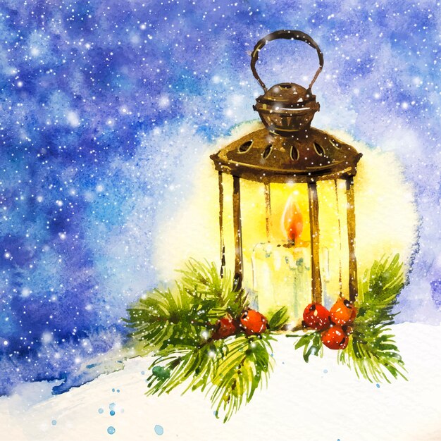 Fondo de vela de Navidad acuarela