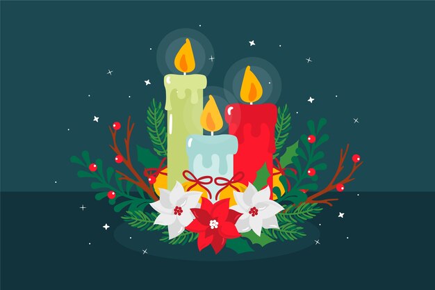 Fondo vela navidad dibujado a mano