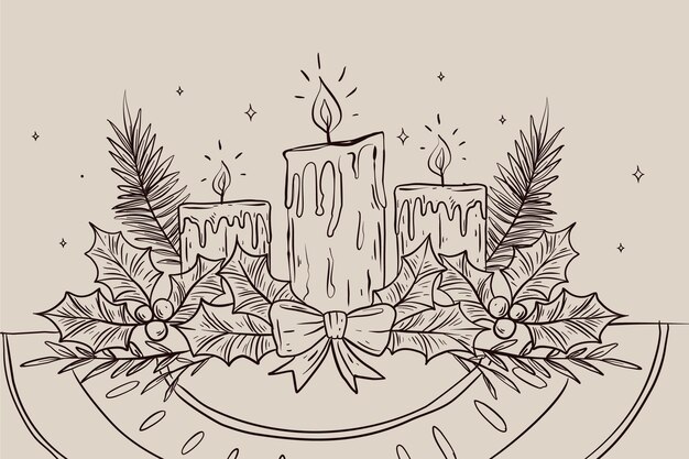 Fondo vela navidad dibujado a mano