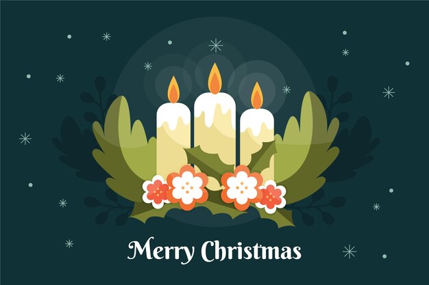 Fondo de vela de Navidad de diseño plano