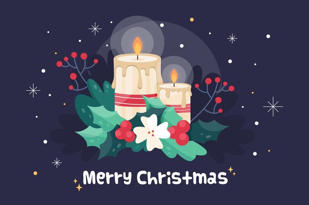 Fondo de vela de Navidad de diseño plano