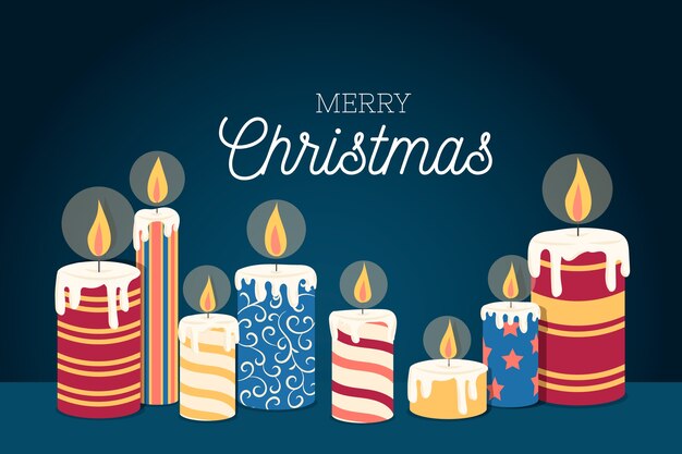 Fondo de vela de Navidad de diseño plano