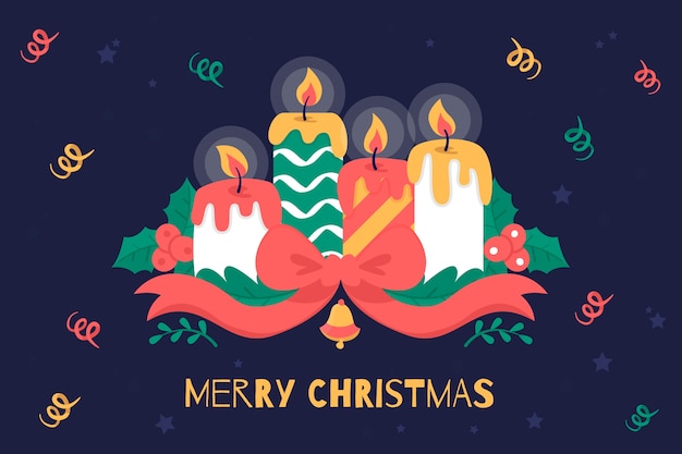 Fondo de vela de Navidad de diseño plano